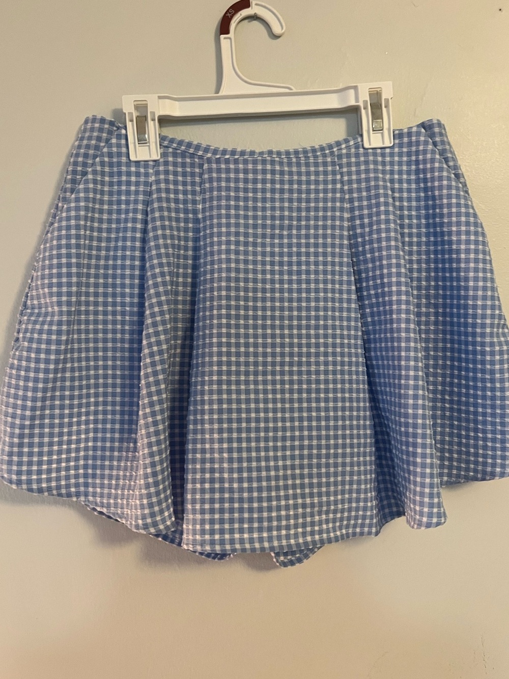 Zara blue gingham skort